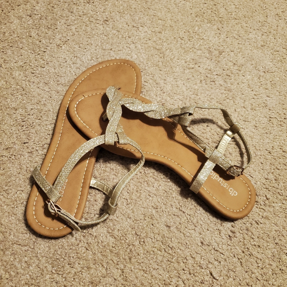 David's Bridal Gold Sandals
